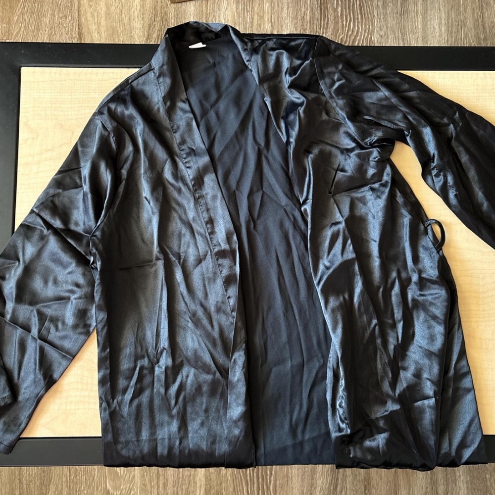 Women’s Black Satin Robe